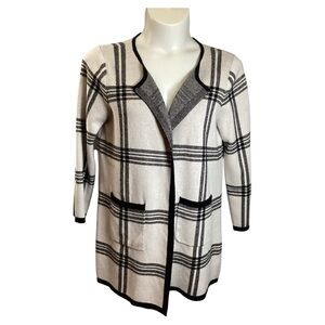 Elle Black and White Plaid Cardigan, Plus Size 2XL